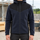 Dark Navy/Black Hooded Fleece Jacket with Reinforced Panels