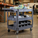 3-Tray Plastic Service Trolley – 225kg capacity, 70mm deep trays