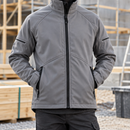 Softshell Work Jacket with Pre-Bent Sleeves - Grey/Black