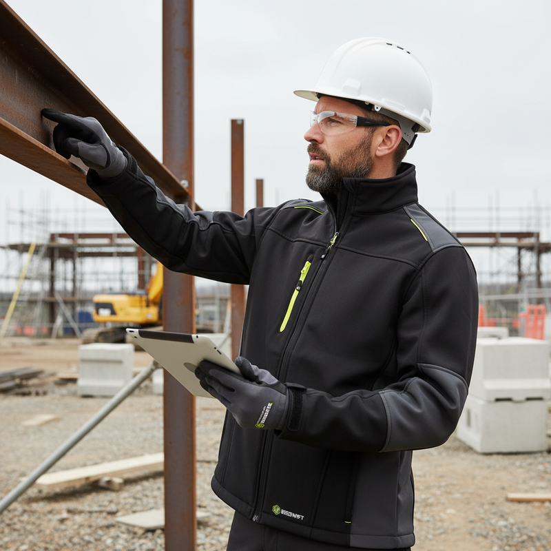 Black Premium Two-Tone Medium Weight Softshell Jacket - Black/Grey