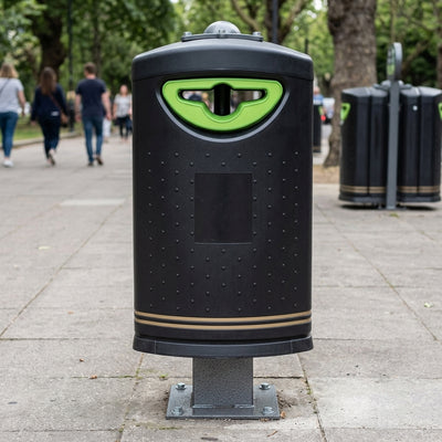 Double-skinned MDPE hooded recycling bin, 130 litre capacity
