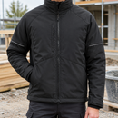 Insulated Winter Work Jacket with Fleece Collar - Black