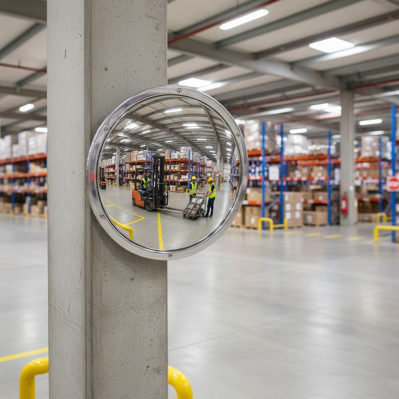 Dark Gray Premium Indoor Stainless Steel Anti-Vandal Wall Mount Convex Mirror