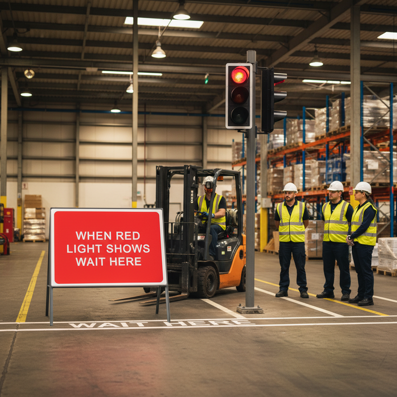 Dark Slate Gray Premium When Red Light Shows Wait Here Metal Sign - 1050mm x 750mm