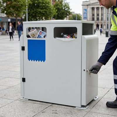 200 Litre Mild Steel Recycling Bin with Dual Liners and Slam Lock