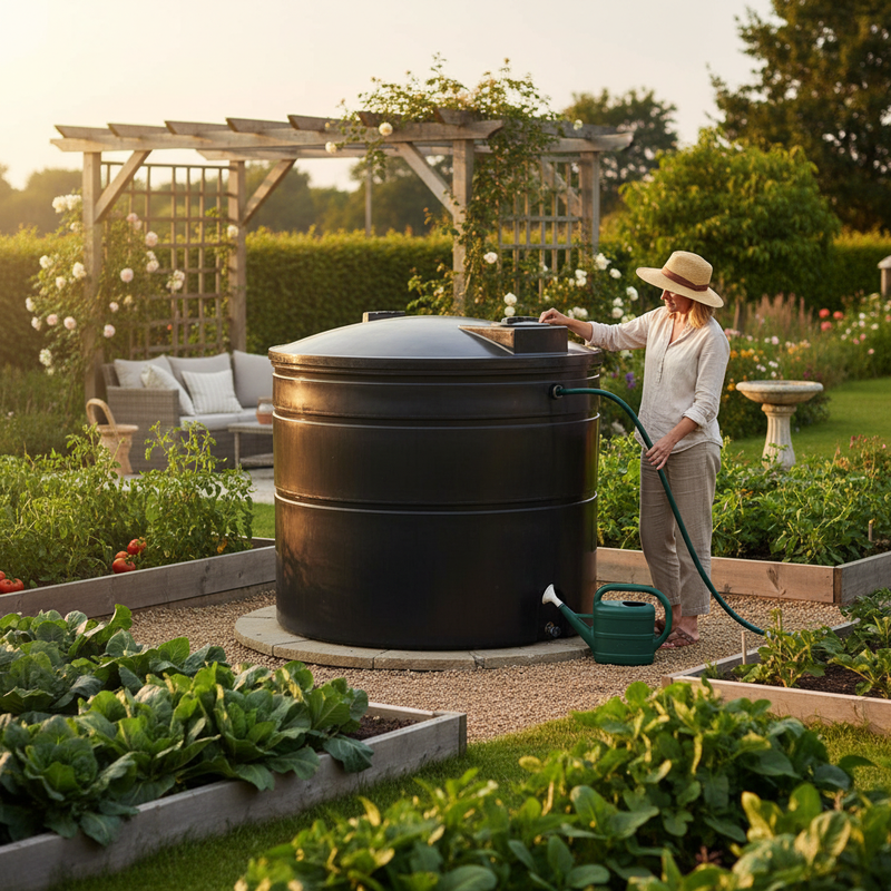 Dark Olive Green Large 5600 Litre Heavy Duty Non-Potable Cylindrical Storage Water Tank