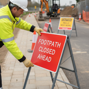 Rosy Brown Heavy Duty Footpath Closed Ahead Metal Sign - 600 x 450mm