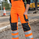 Hi-Vis Class 2 Stretch Bib and Brace Trousers - Orange/Black (view 2)