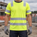 Class 2 High Visibility Short Sleeve Top - Hi-Vis Yellow/Navy