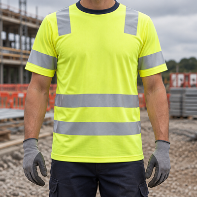 Class 2 High Visibility Short Sleeve Top - Hi-Vis Yellow/Navy