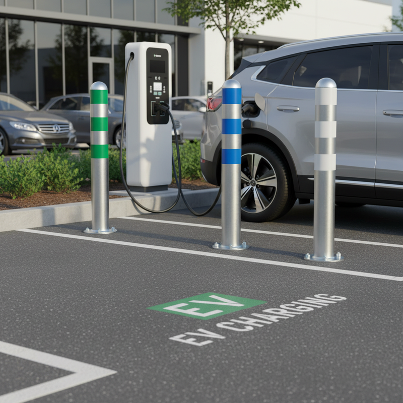 Dim Gray Premium EV Charging Point Protection Bollards - Surface Fix