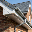 Aluminium Soffit Boards – Plain or Vented with Exterior Coating — RAL 9006 / 490mm Wide | Vented (in use)