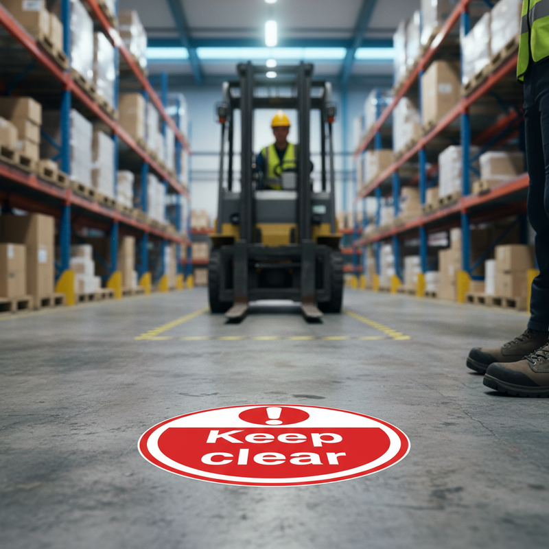 Light Slate Gray Premium Keep Clear Floor Sign - Red - Slip Resistant Safety Sign