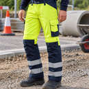 Hi-Vis Class 2 Trousers Reinforced Leg Ends Hi-Vis Yellow/Navy