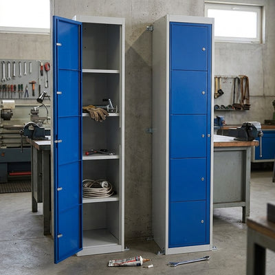 Five-Door Steel Garment Locker with Individual Compartments