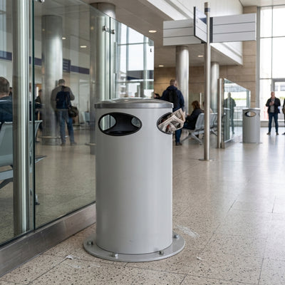 80 Litre blast-resistant litter bin with limited aperture