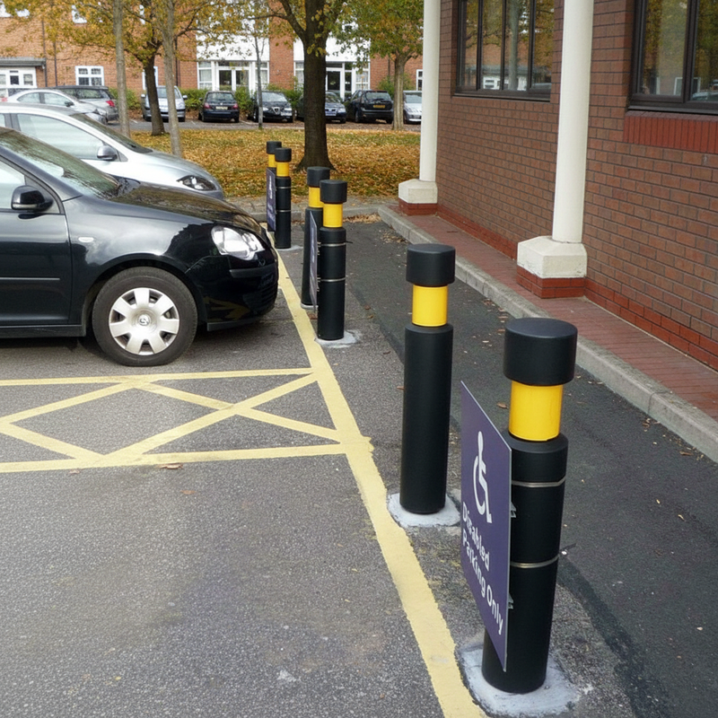 Dim Gray Premium Steel Core Plastic Bollard - 1000mm Above Ground - DDA Compliant