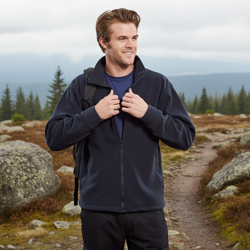 Dark Slate Gray Premium Fleece Jacket with Zipped Pockets and Adjustable Waist