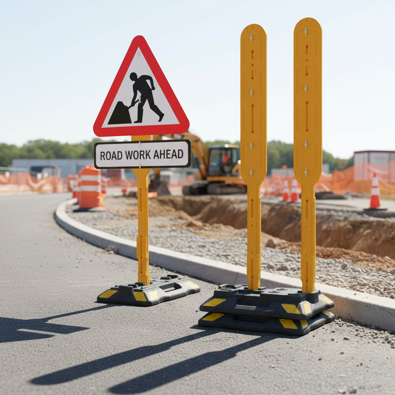 Light Gray Premium QuickFit Sign Post & Base System for Versatile Signage Solutions