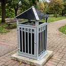107 litre steel park litter bin with lid and security lock