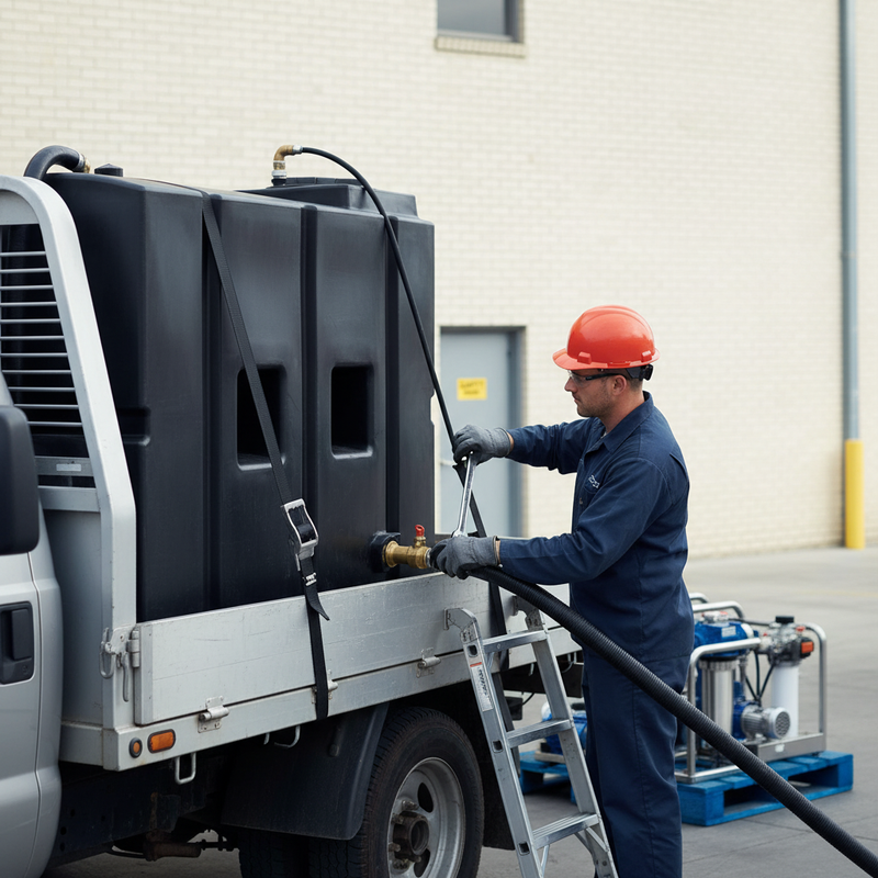 Black Heavy Duty 1100 Litre Baffled Water Storage Tank - Industrial Grade
