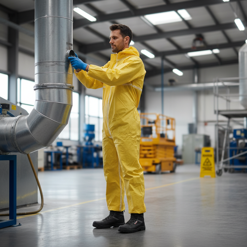 Dim Gray Premium Disposable Coverall Microporous Type 4/5/6 - Yellow