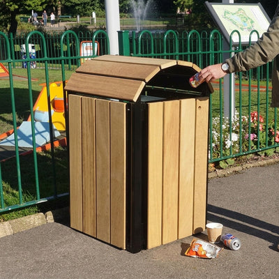 Wooden Litter Bin with Steel Frame – 112 Litre Capacity