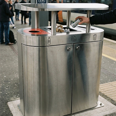 Triple External Recycling Bin with Hood – 270 Litre Capacity