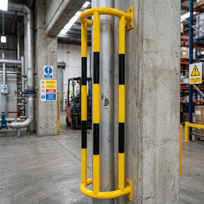 1500 x 350 x 300mm Wall Mounted Pipe Protector Yellow Black