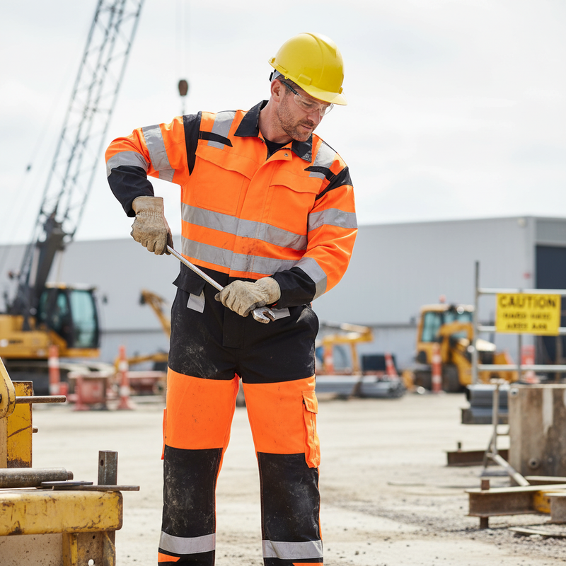 Light Gray Premium Hi-Vis Two-Tone Coverall - Orange and Black for Safety