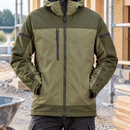 Khaki Green Hooded Stretch Softshell Work Coat