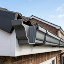 Moulded Ogee Gutter Left Hand Stop End 125 x 100mm — RAL 7037 (in use)