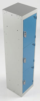 Three-door school locker with cam lock, 300–450mm depth (view 2)