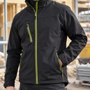 Black/Hi-Vis Yellow Windproof Softshell Work Coat (view 2)