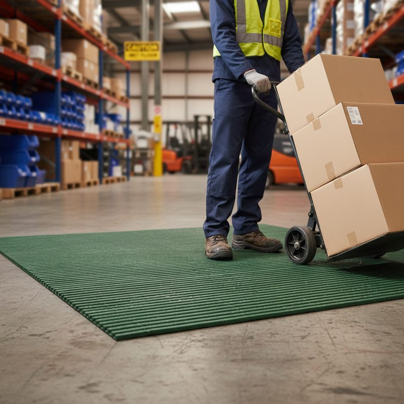 Dim Gray Heavy Duty Duckboard Plastic Mat - Green for Industrial Use