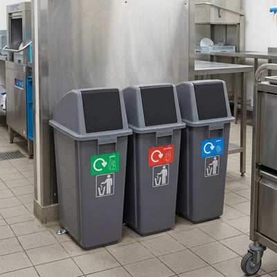 Recycling Bins Set of 3 with Colour-Coded Stickers