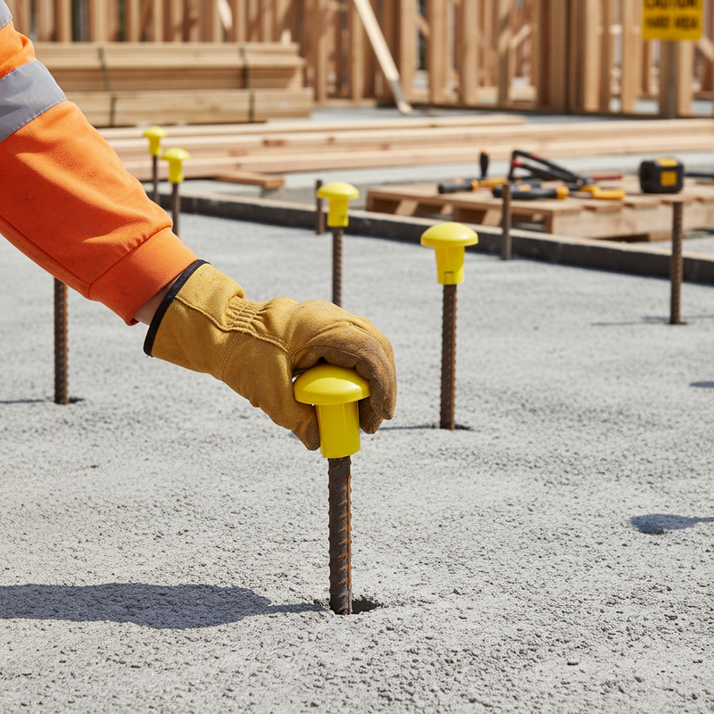 Gray Premium Rebar Identification Caps - Durable Mushroom-Shaped Protection (Bag of 250)