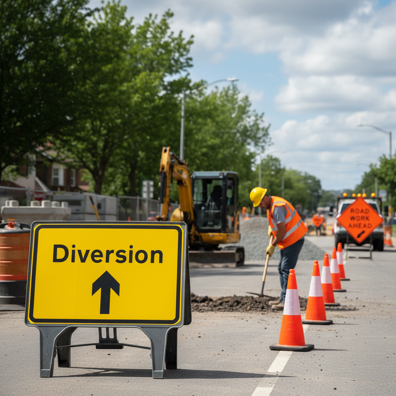 Gray Heavy Duty Diversion Sign 1050x750mm with Robust Design