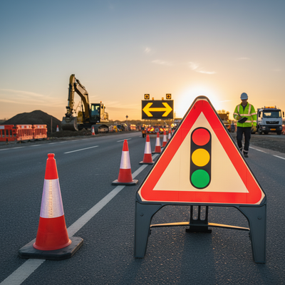 Traffic Signals Ahead 750mm Heavy Duty Q-Sign for Road Safety
