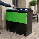 300 litre steel recycling bin with hinged lid and ground fixings