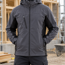 Windproof Hooded Softshell Coat - Mid Grey/Black