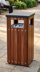 360 × 360 × 800mm square hardwood waste bin, 36 litre
