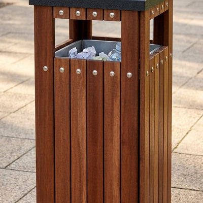 360 × 360 × 800mm square hardwood waste bin, 36 litre