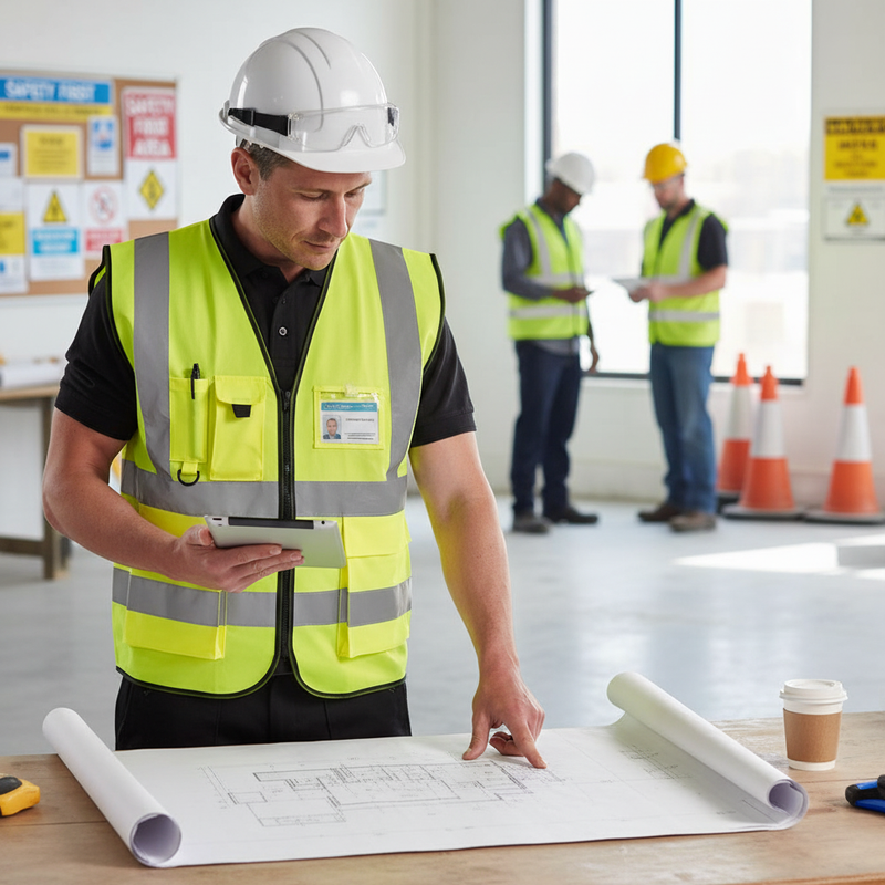 Light Gray High-Visibility Executive Waistcoat with ID Pocket - Premium Quality