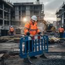 Dark Slate Gray Heavy Duty Two-tone Hi-vis Constructor Bomber Jacket - Orange/Navy Blue