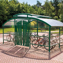 2325 x 5500mm cycle shelter with canopy, 16–48 bike capacity