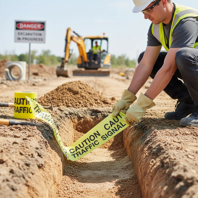 Premium Underground Warning Tape - High-Visibility Traffic Signal Cable 150mm x 365m