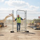 Light Gray Heavy Duty Temporary Fencing Pedestrian Gate with Anti-Climb Design