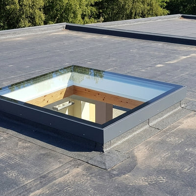 Flat Glass Square Rooflight 1000x1000mm with Kerb