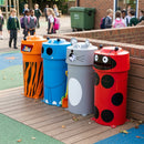 Set of 4 Animal Face Litter Bins, Polyethylene, Coloured